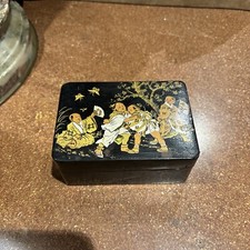 ancienne boite carton bouilli papier maché decor asiatique japon les luteurs