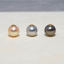 Perle Akoya multicolore à haut lustre 8,4-8,6 mm et perle libre de Tahiti, or...