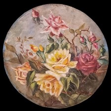 Grand plat art déco en terre décoratif peint à la main circa 1900