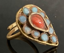 Afghanistan bague vers 1960 bijoux ethnique AFGANISTAN  rouge et bleu
