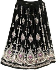 Jupe longue rayonne designer indien séquence travail femmes robe vêtements...