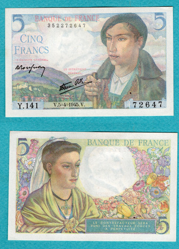 Billet francs berger 1945 - 5,