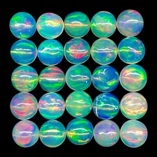 25 Pcs Opale Naturelle 4Mm Ronde Flashy Multi Couleur Cabochons Gemmes Lot