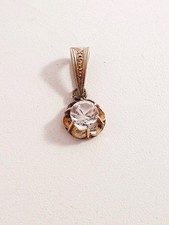 Ancien Pendentif Solitaire En Or Blanc Massif 18 Carats  Or 750