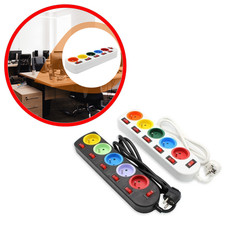 Lot 2 Multiprises 5 Prises Colorées Interrupteur Individuel Câble 1,5m NF