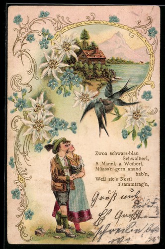 Carte postale gaufrée couple