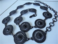 Ceinture noir Métal réglable Vintage Accessoire Classique Strass Boheme Luxe Art