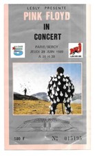 RARE / TICKET BILLET DE CONCERT - PINK FLOYD : LIVE A PARIS ( FRANCE ) 1989