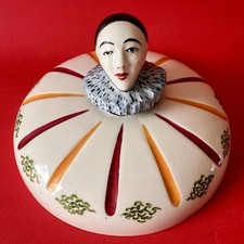 Couvercle Pierrot Art Déco vintage pour boite / bonbonnière - diamètre 14 cm