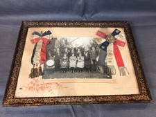 Ancienne photo classe 1921 cocarde tricolore et cadre en bois doré années 1920