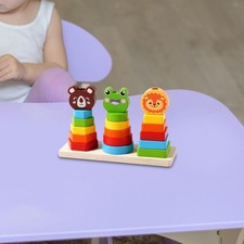 Jeu d'empilage arc-en-ciel en bois éducatif pour les enfants de 1 à 3