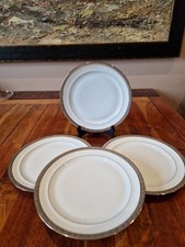 4 Sublimes Assiettes A Diner Incrustation Platine R.Leclair Limoges 