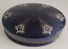 BONBONNIERE EN CERAMIQUE EMAILLE .. BLEU ROI .. époque Napoléon III . 21 cm