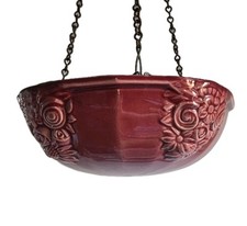 04L45 ANCIENNE JARDINIERE SUSPENSION BARBOTINE ROUGE BRUN VERS 1900