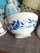 ANCIEN BOL DE GRAND MERE GUIRLANDE DE FLEURS BLEUES DIGOIN BADONVILLER ? VINTAGE