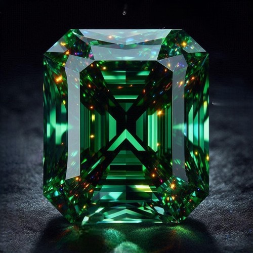 Bague diamant vert - rayonnant, 2