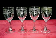 SAINT LOUIS SAPHO PANIER FLEURI 4 WINE GLASSES 4 VERRES A VIN CRISTAL GRAVÉ C