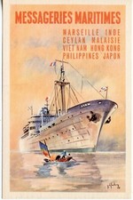 CARTE POSTALE / MESSAGERIE MARITIMES / MARSEILLE INDE CEYLAN MALAISIE ..........