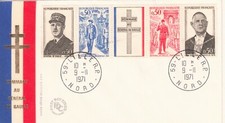 Enveloppe 1er jour timbrée GENERAL CHARLES DE GAULLE 1971 NORD 5 timbres