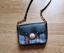 COCCINELLE Sac Bandoulière  Cuir, Noir Bleu/gris Rouge Taille 23x19x5 cm TBE
