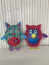 Lot de 2 Peluches en feutrine Chat et Chouette Idée cadeau PDI189