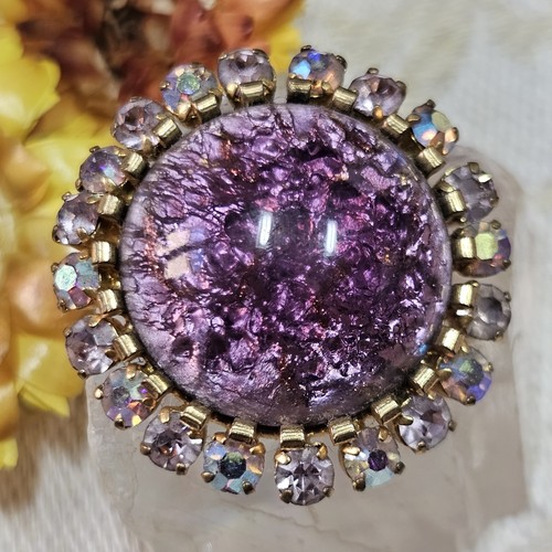 Broche vintage strass irisés - vintage,