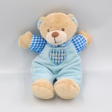 Peluche ours beige bleu coeur