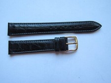 ancien bracelet de montre PULSAR  16 Z - cuir véritable - NOIR  - NEUF