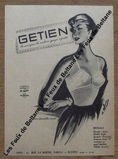 Publicité ancienne Soutien gorge Getien,1955, clipping, advert