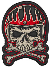 Patch écusson skull tête de mort casque moto patche dorsal dos grand