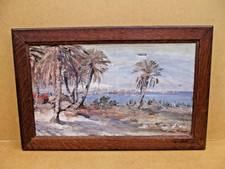 ancien tableau orientaliste Maxime Noiré  ( 1861-1927 ) baie d Alger à restaurer