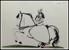 Pablo PICASSO : Toros y Toreros la cavalière, lithographie 1961