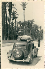 Espagne, Voiture sur une route de palmiers, ca.1952, Vintage silver print Vintag