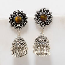 BOUCLE D'OREILLE FAIT MAIN EN ARGENT 925 PIERRE PRÉCIEUSE OEIL DE TIGRE