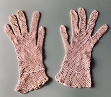 Paire de Gants anciens en Crochet Rose