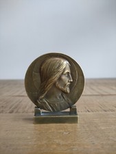 Médaille Bronze Emile DROPSY sur Socle "Le Christ De Profil" - Jésus - Religieux