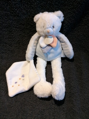 Doudou peluche ours bleu - peluche,