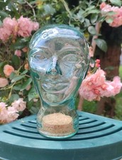 PETITE TÊTE À CHAPEAU MAROTTE ENFANT EN VERRE VINTAGE 21 CM