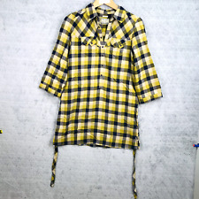 Teddy Smith Tunique carreaux femme taille L jaune blouse women press studs