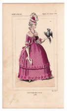 Gravure XIXe Mode Femme Robe