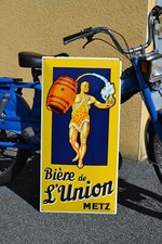 Plaque émaillée bière de l'Union Metz grandes dimensions enamel sign emailschild
