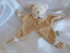 Doudou ours  beige, col rose