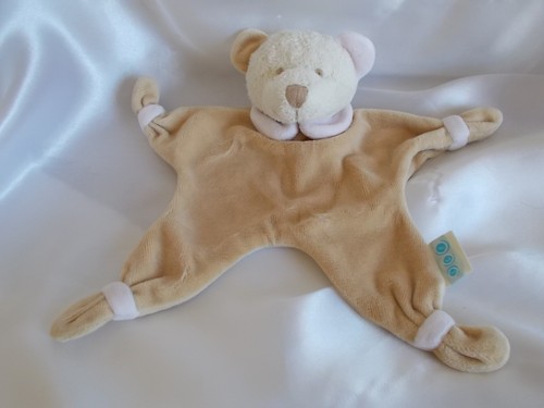 Doudou ours beige col rose - doudou,
