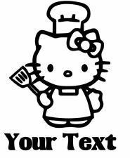 Hello Kitty, chef, texte personnalisé, décalcomanie vinyle, autocollant pour voitures, ordinateurs portables et plus
