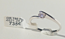 Bague diamant neuve solitaire 0,14 carat femme or blanc 18 carats doigt 54