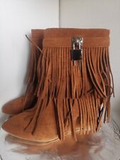 Bottines à frange marron à