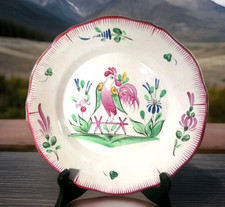 assiette décor coq en ancienne faïence st clément
