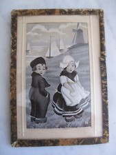 Tableau broderie ancienne années 30 SOIE tissée NEYRET FRERES