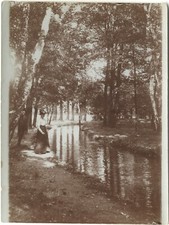 Couple Sous Bois Rivière Famille c1925 Photo Amateur Vintage P3T1n19