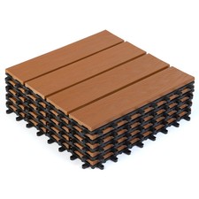 Lot de 5 dalles de terrasse WODHY clipsables bois composite effet teck 30 x 30 c